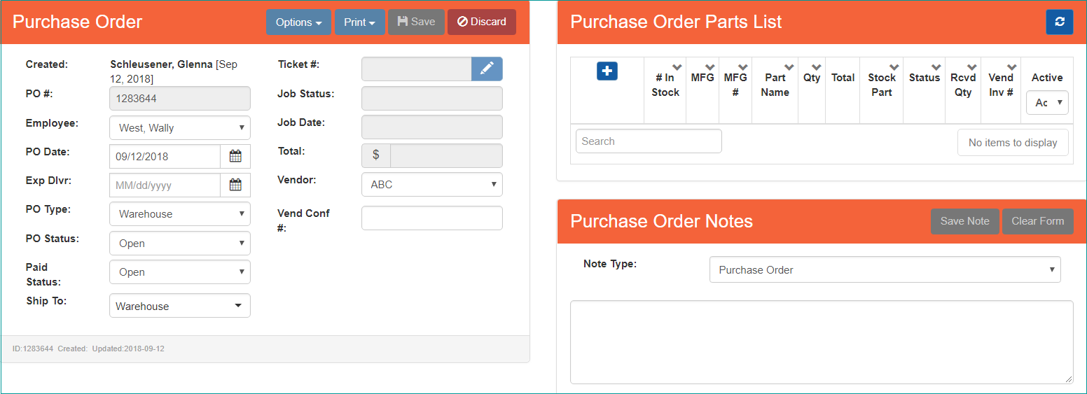 Purchase Orders Smartware Support